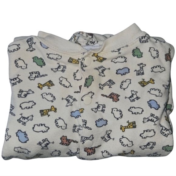 Vintage Miniwear Footed Pjs Jammies All Over Zoo Animals Snaps Baby 6/9M - Picture 4 of 5